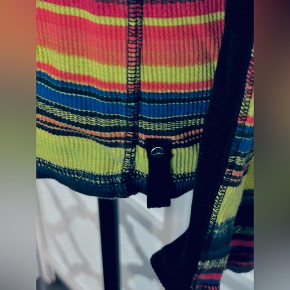 RALPH LAUREN Active Multicolor Striped Top Zip Logo Orange Yellow Blue Medium - Picture 6 of 15